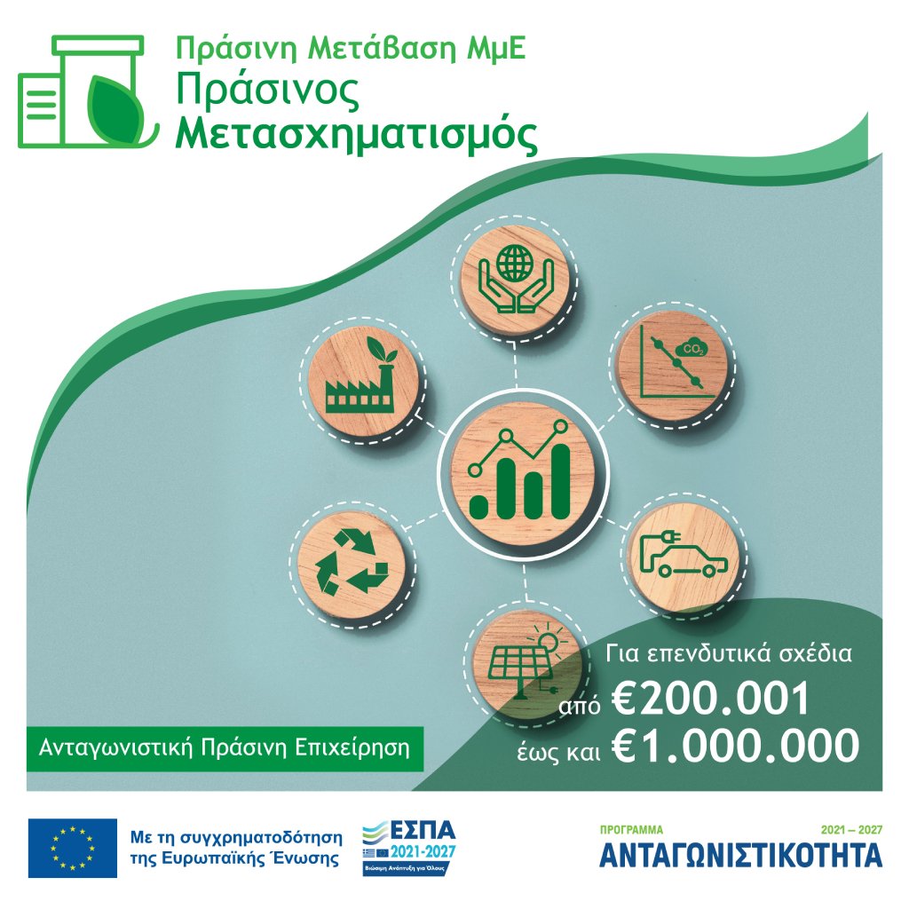 Από το ΕΠΑνΕΚ στο Πρόγραμμα "Ανταγωνιστικότητα 2021-2027" Πράσινος Μετασχηματισμός
